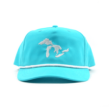 Load image into Gallery viewer, Great Lakes Rope Hat (Teal &amp; White)
