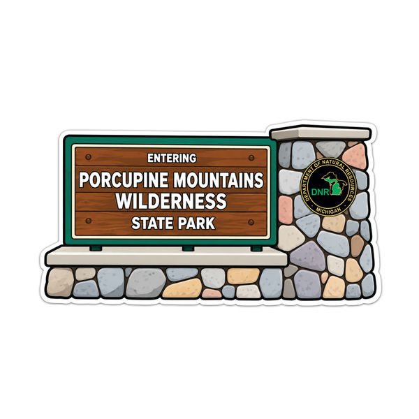 Porcupine Mountains Wilderness State Park Sign Sticker