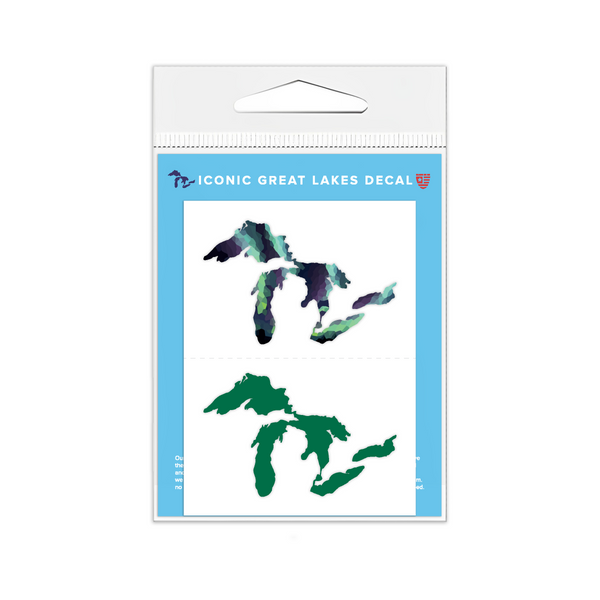 Great Lakes Proud Mini Decals- Northern Lights & Green