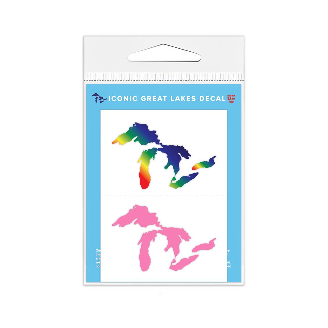Great Lakes Proud Mini Decals - Rainbow & Pink
