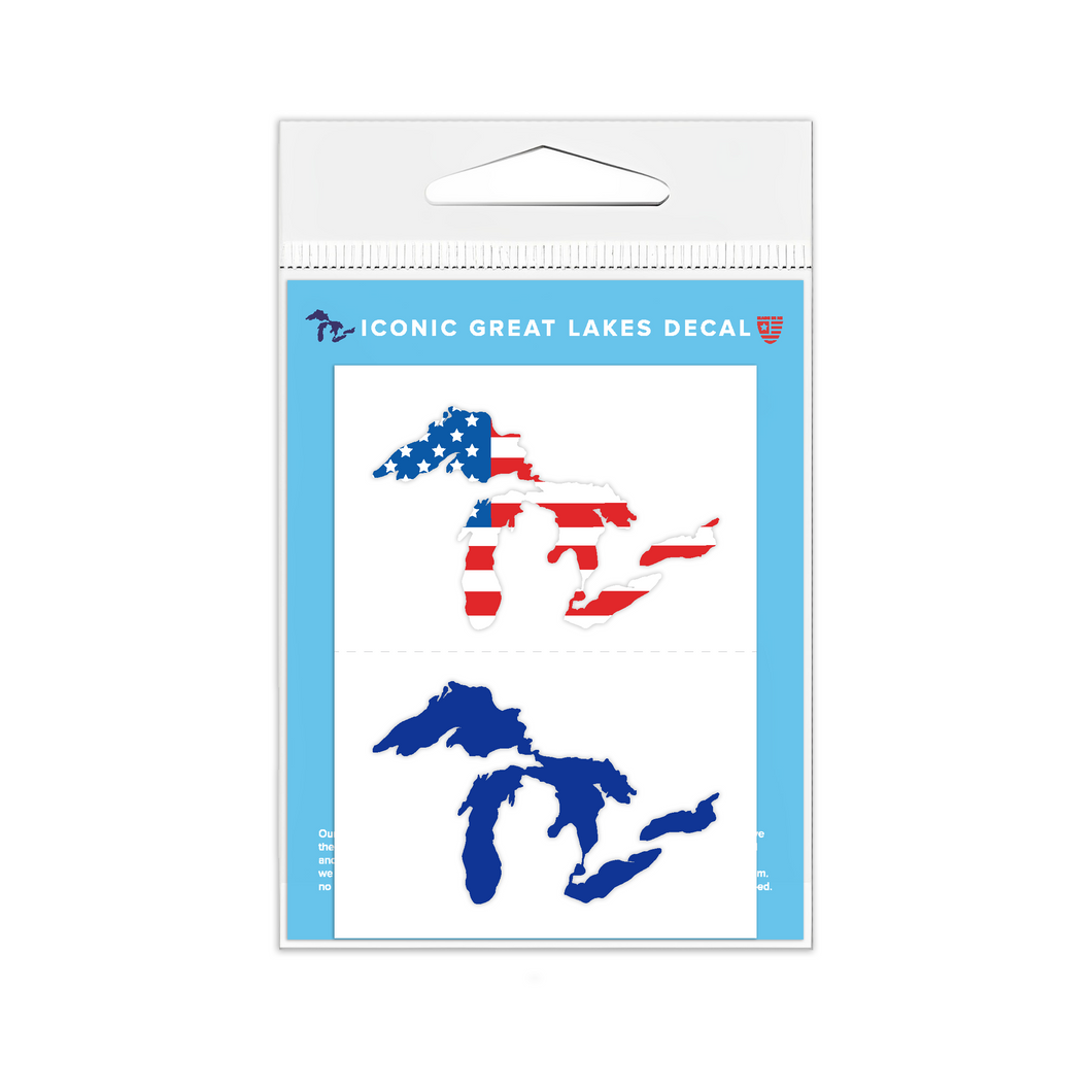 Great Lakes Proud Mini Decals - USA Flag & Blue