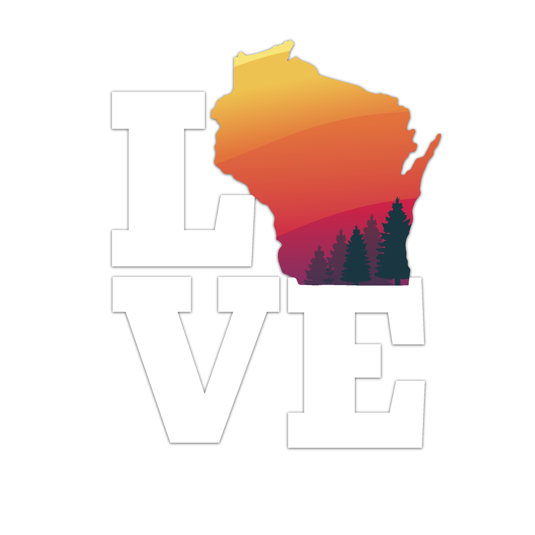 Wisconsin Block LOVE Sunset Decal